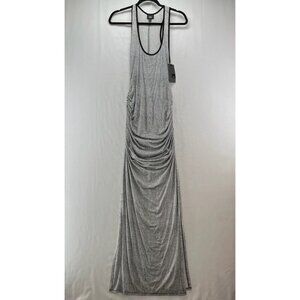 Mossimo Dress Size S Printed Tank Maxi Scoop Neck Ruched Racerback Rayon Gray